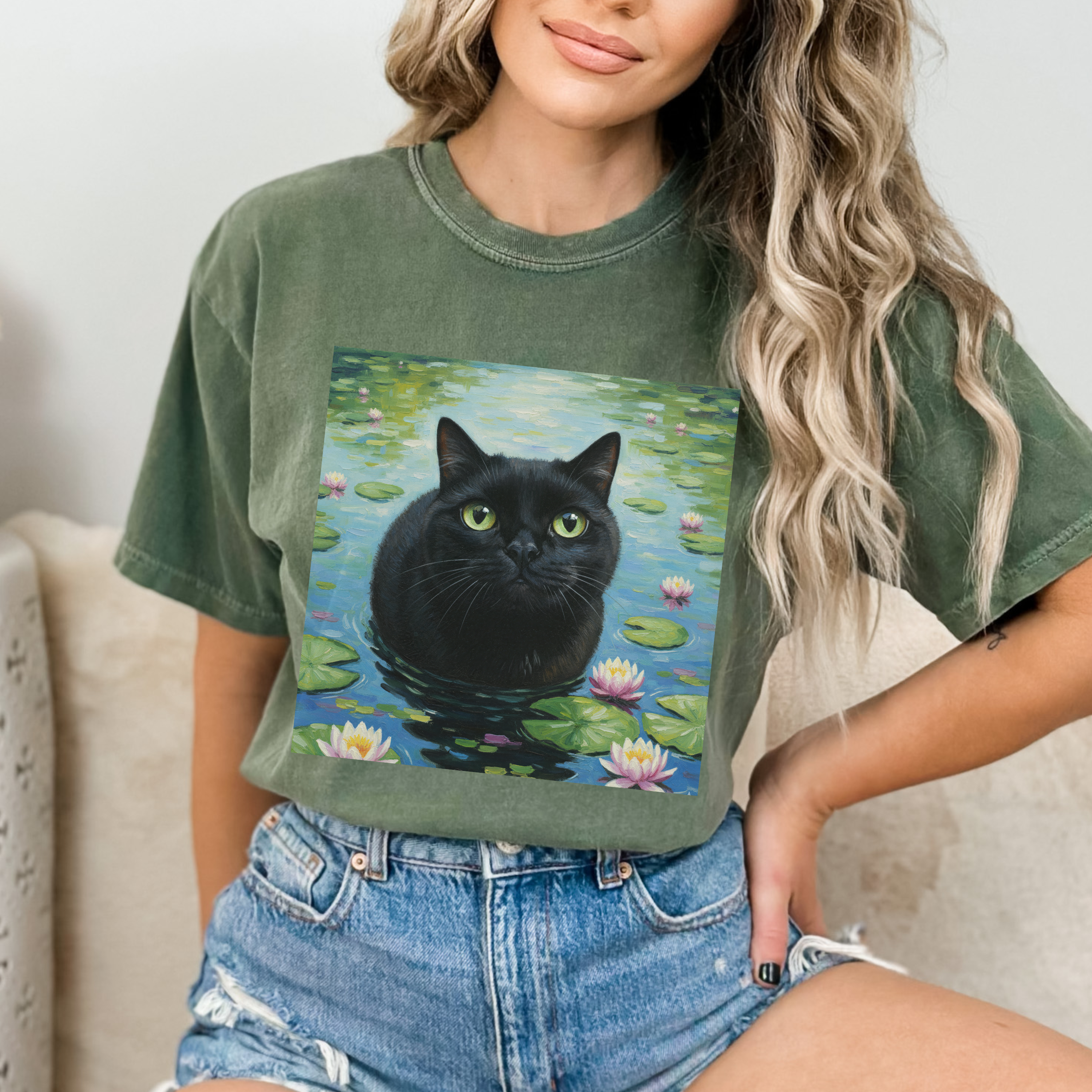 Meowy Muse Monet Cat Comfort Colors Tshirt