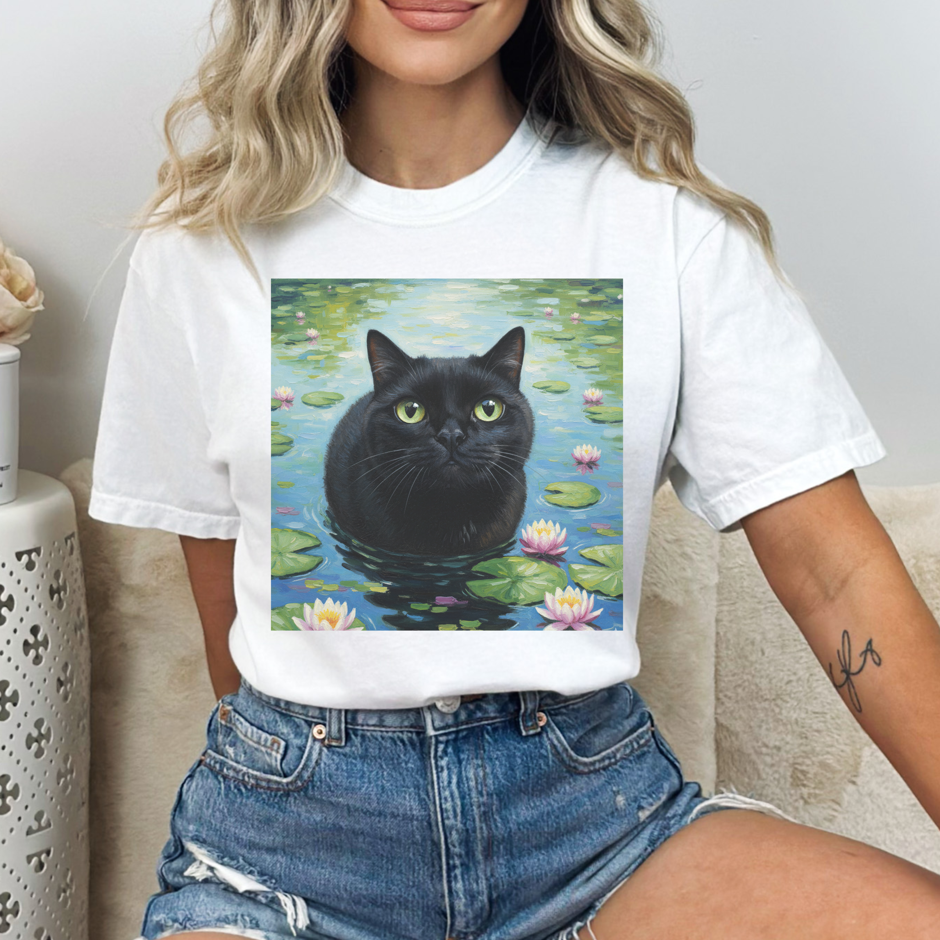 Meowy Muse Monet Cat Comfort Colors Tshirt