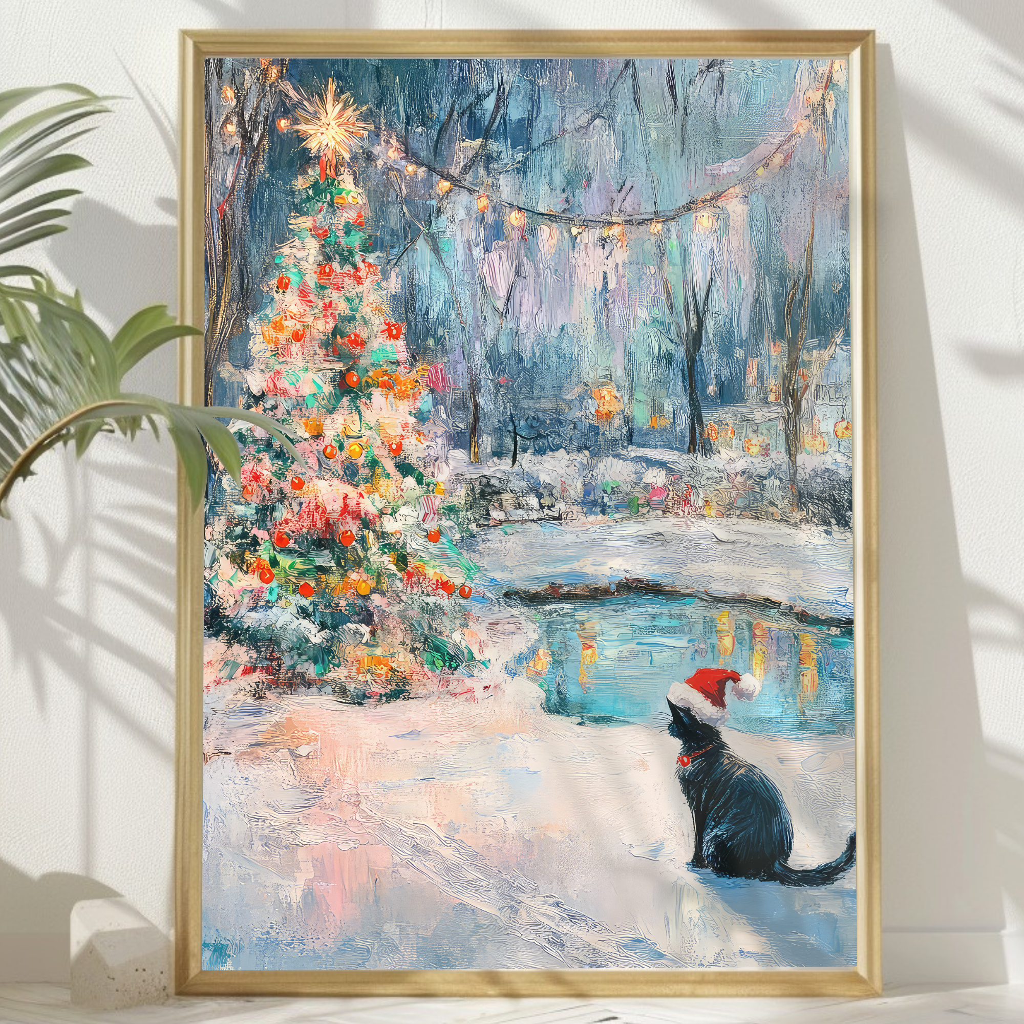 Christmas Tree Monet Cat