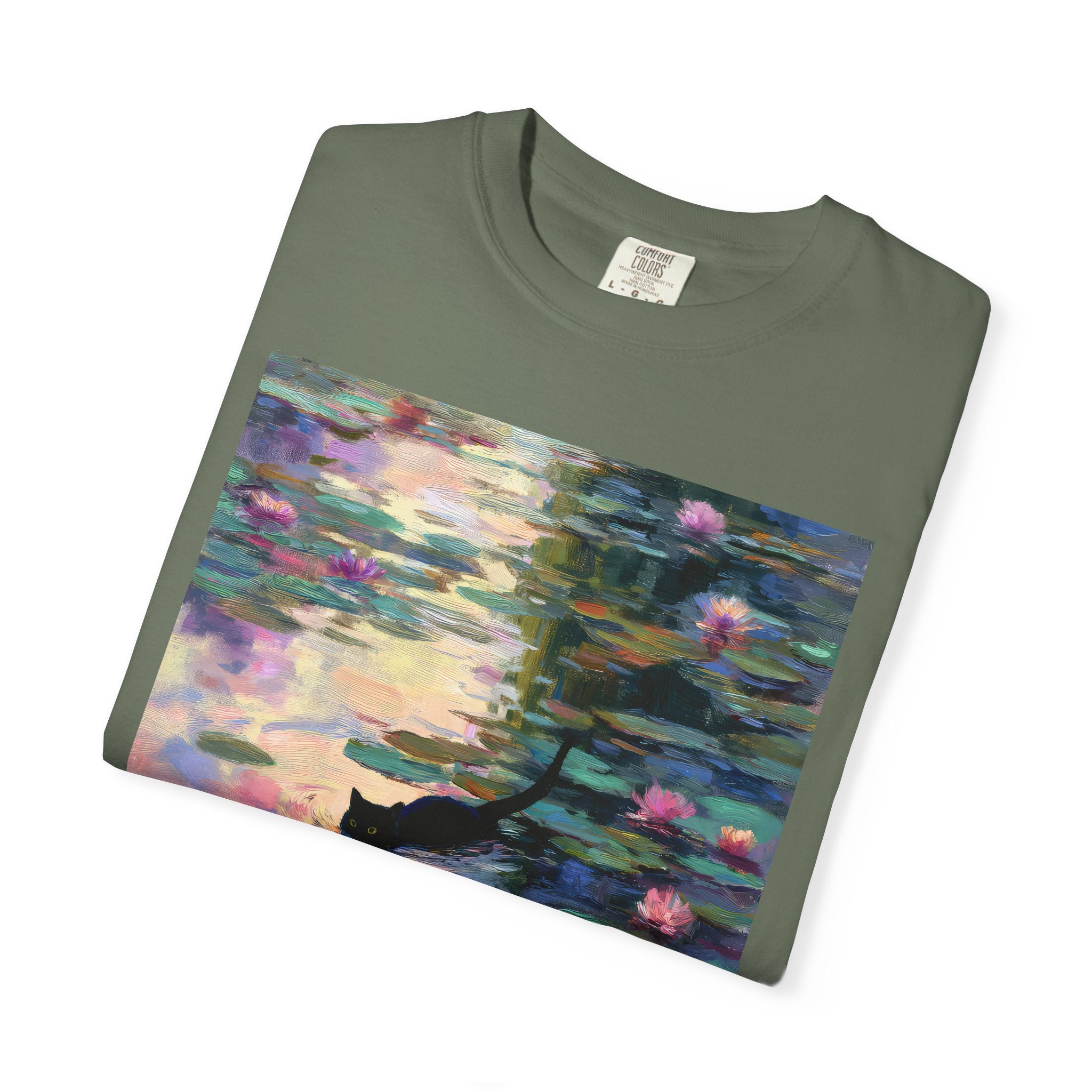Lilies Monet Cat Comfort Colors Tshirt