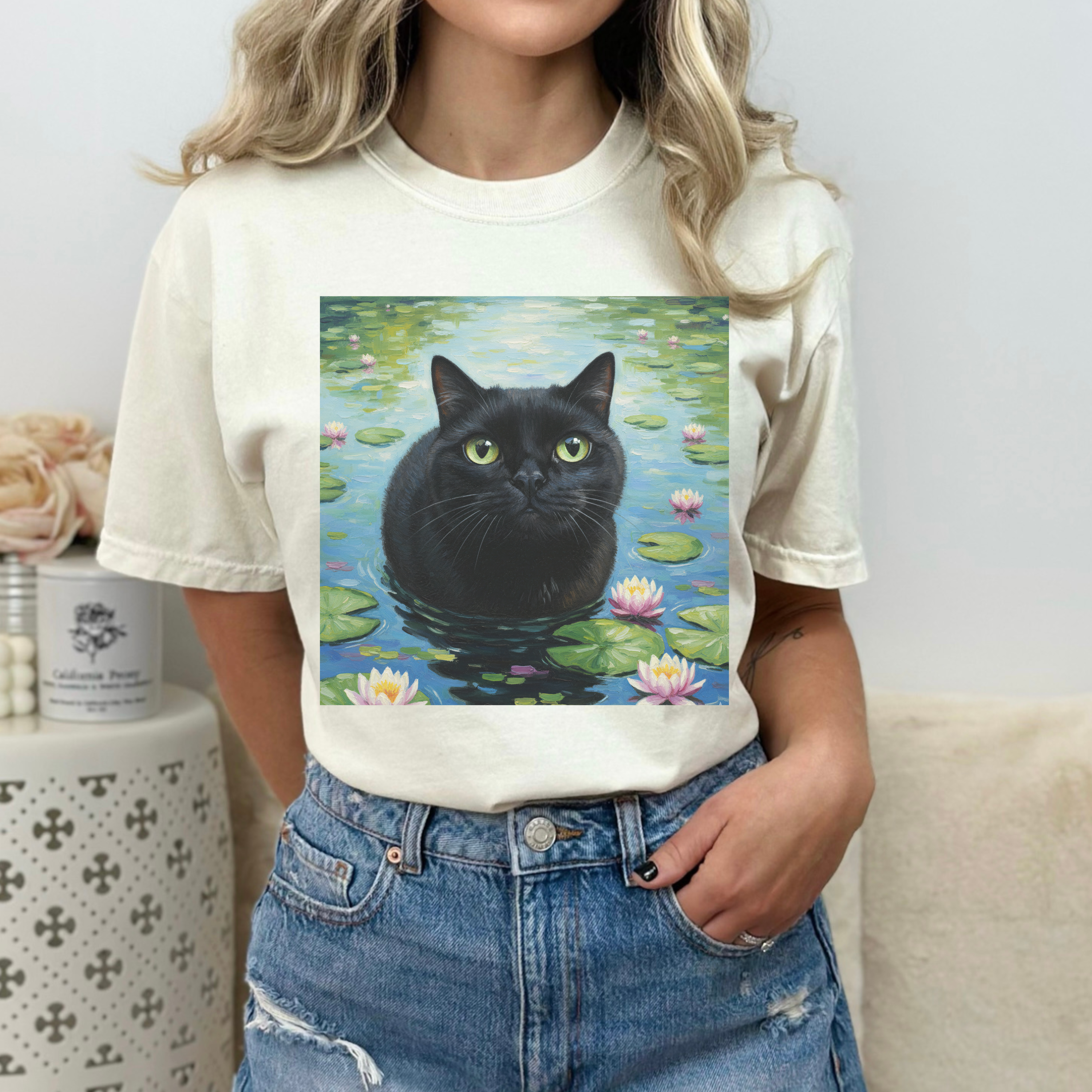 Meowy Muse Monet Cat Comfort Colors Tshirt