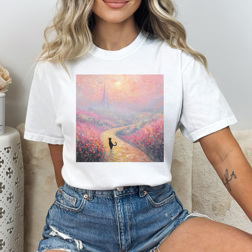 Pink Emerald City Monet Cat Comfort Colors Tshirt