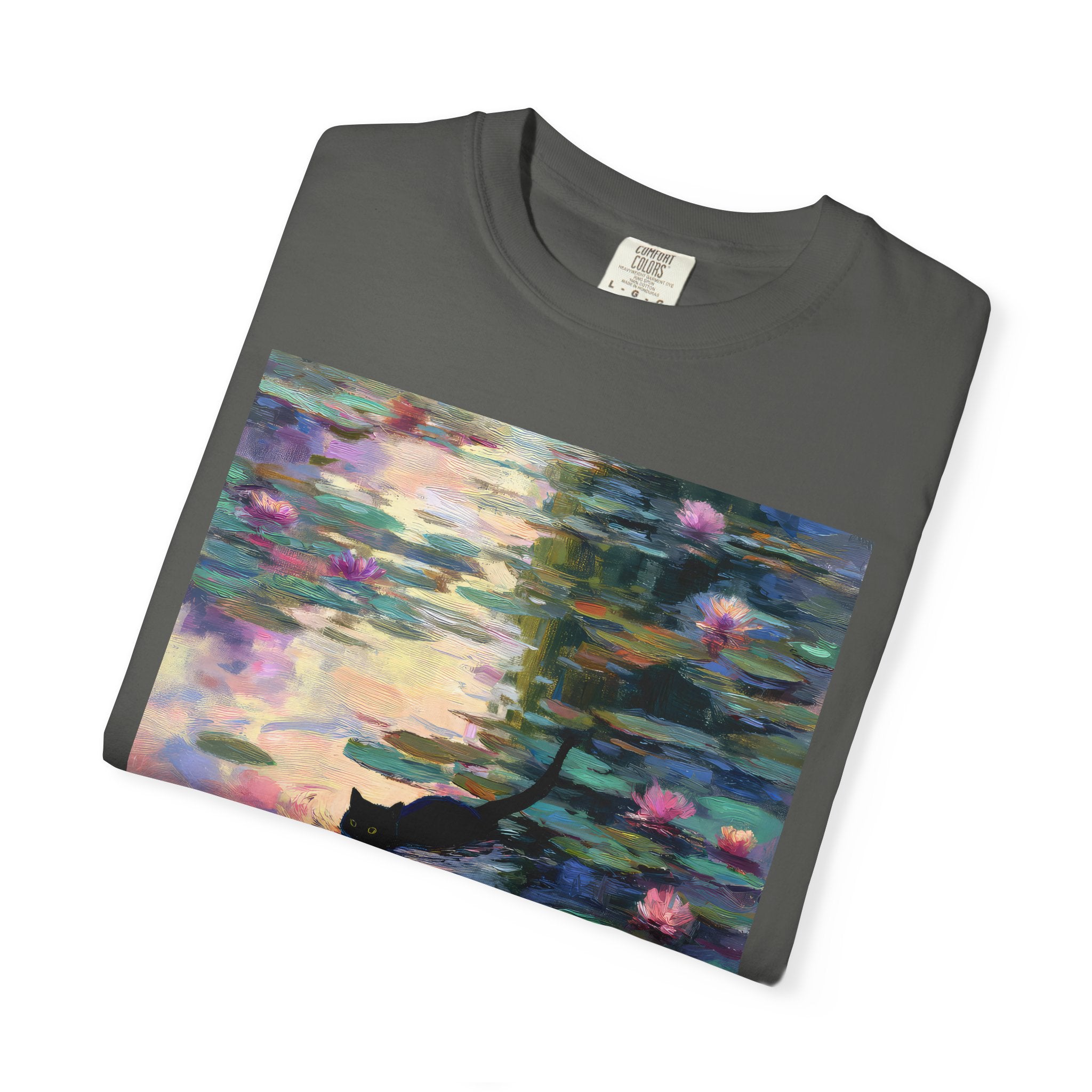 Lilies Monet Cat Comfort Colors Tshirt