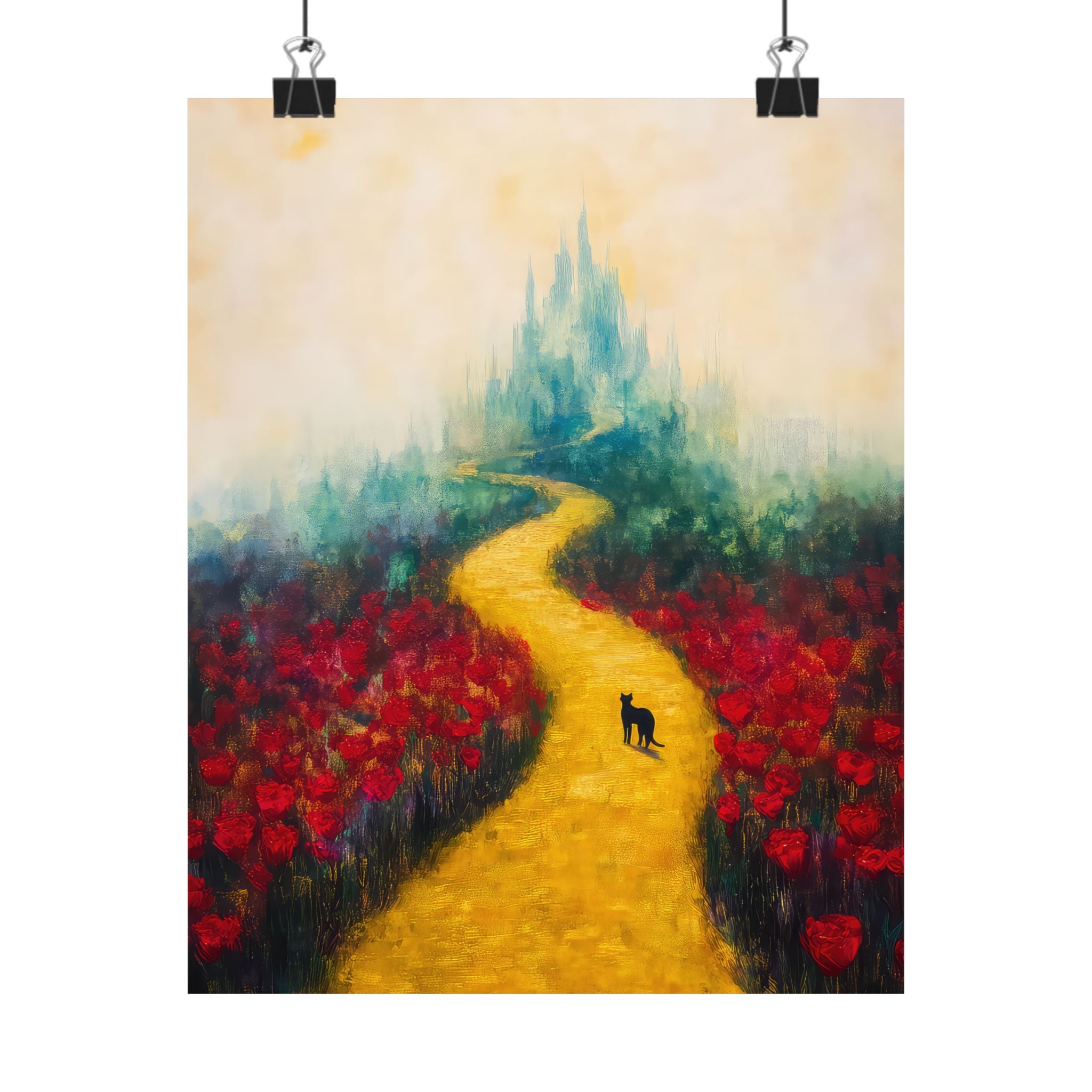 Red Poppy Fields Monet Cat