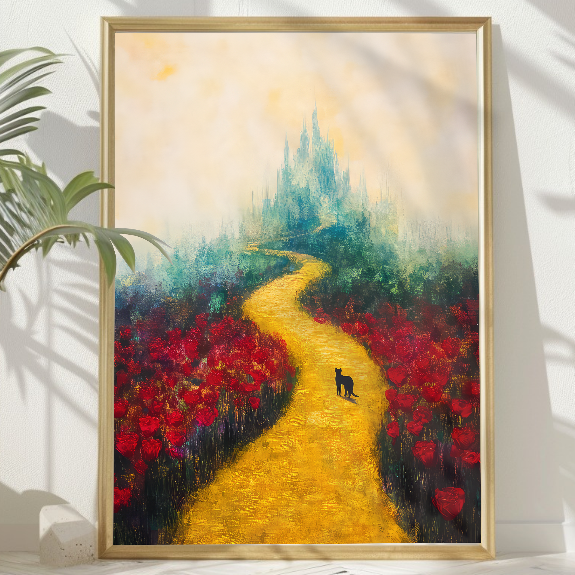 Red Poppy Fields Monet Cat