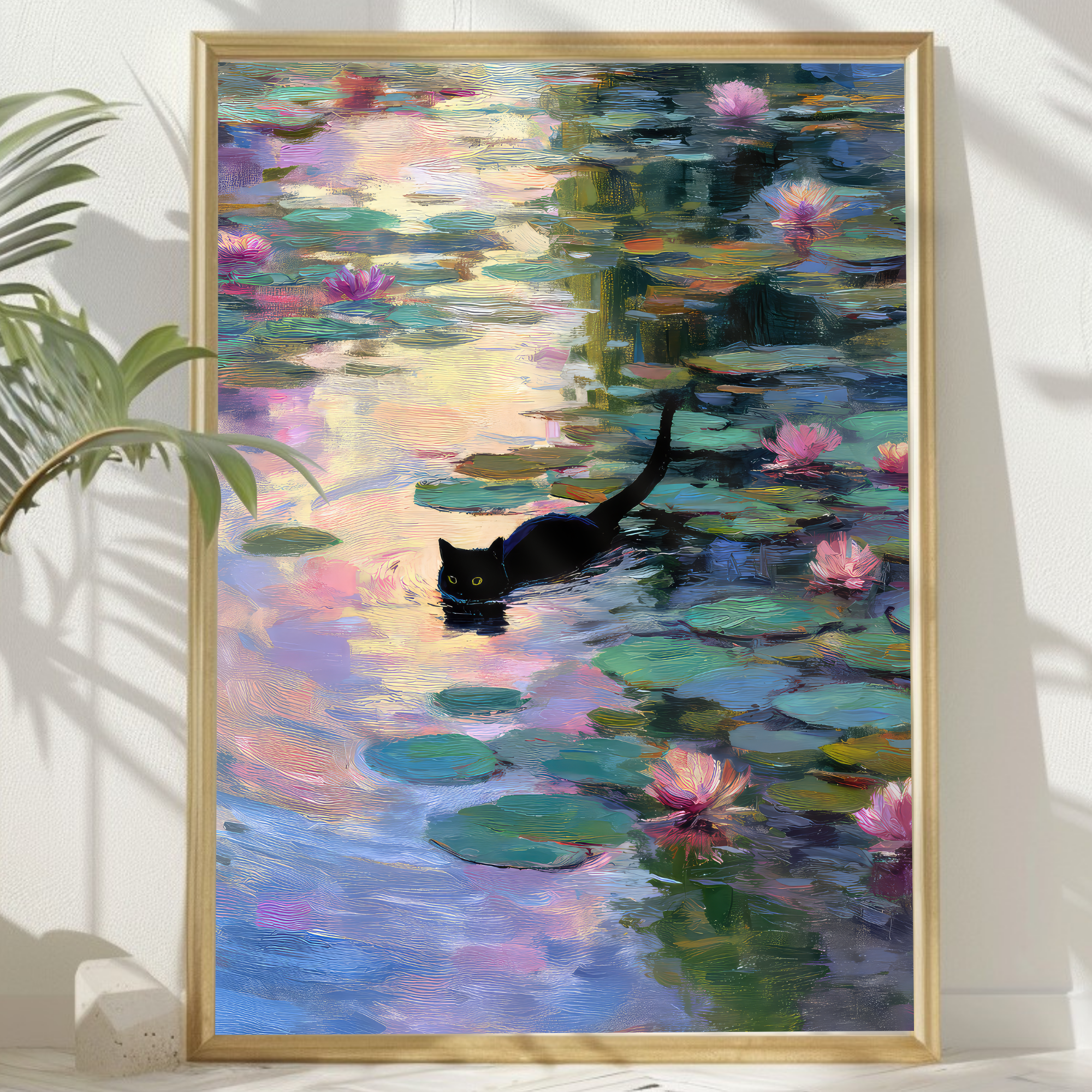 Water Lilies Monet Cat